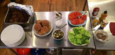 residents prepare a turkey burger spread whats cooking